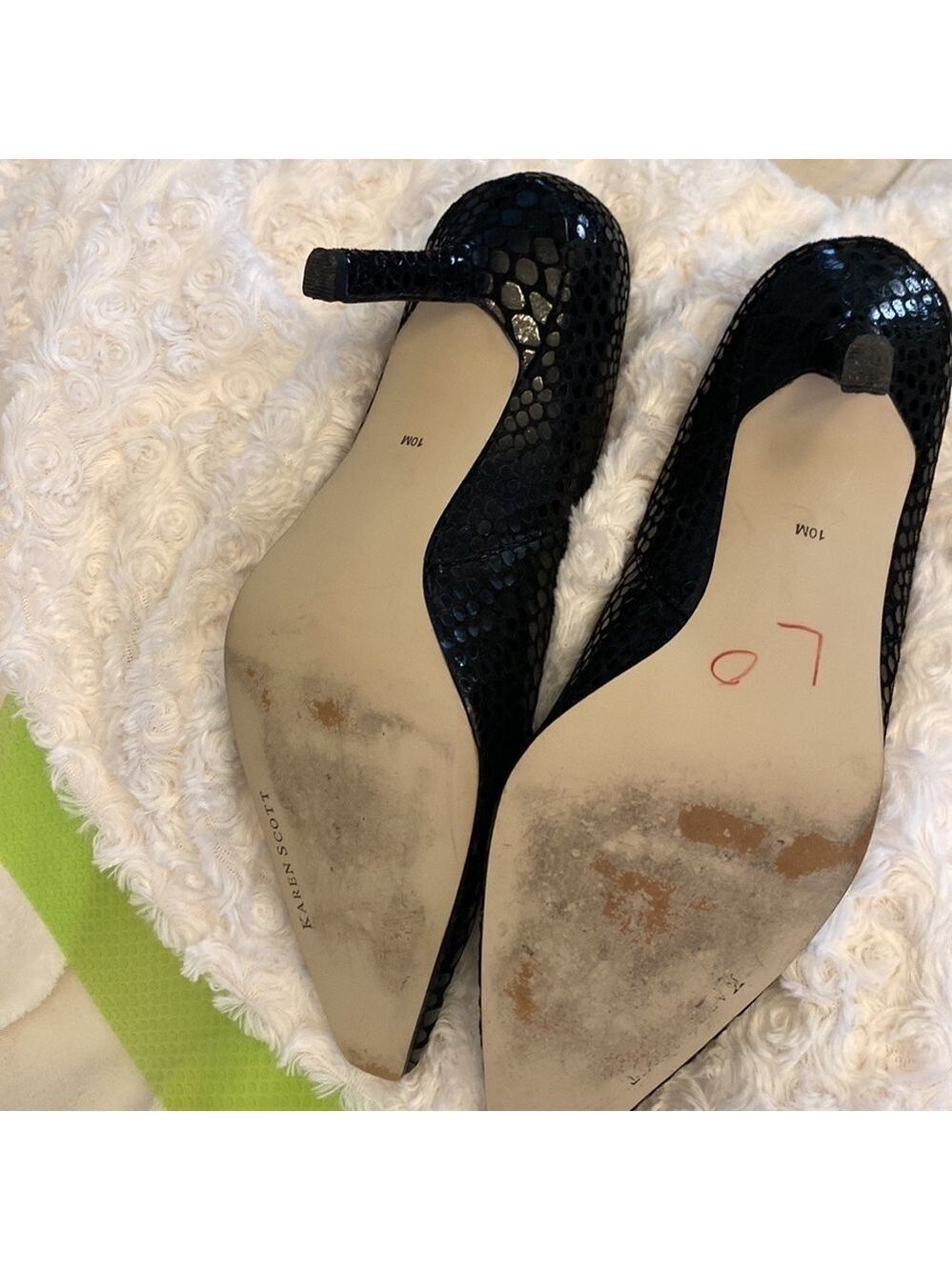 👠 Karen Scott Black Pumps with Sparkle snakeskin✨texture. Sz 10 ladies heels - Picture 6 of 7